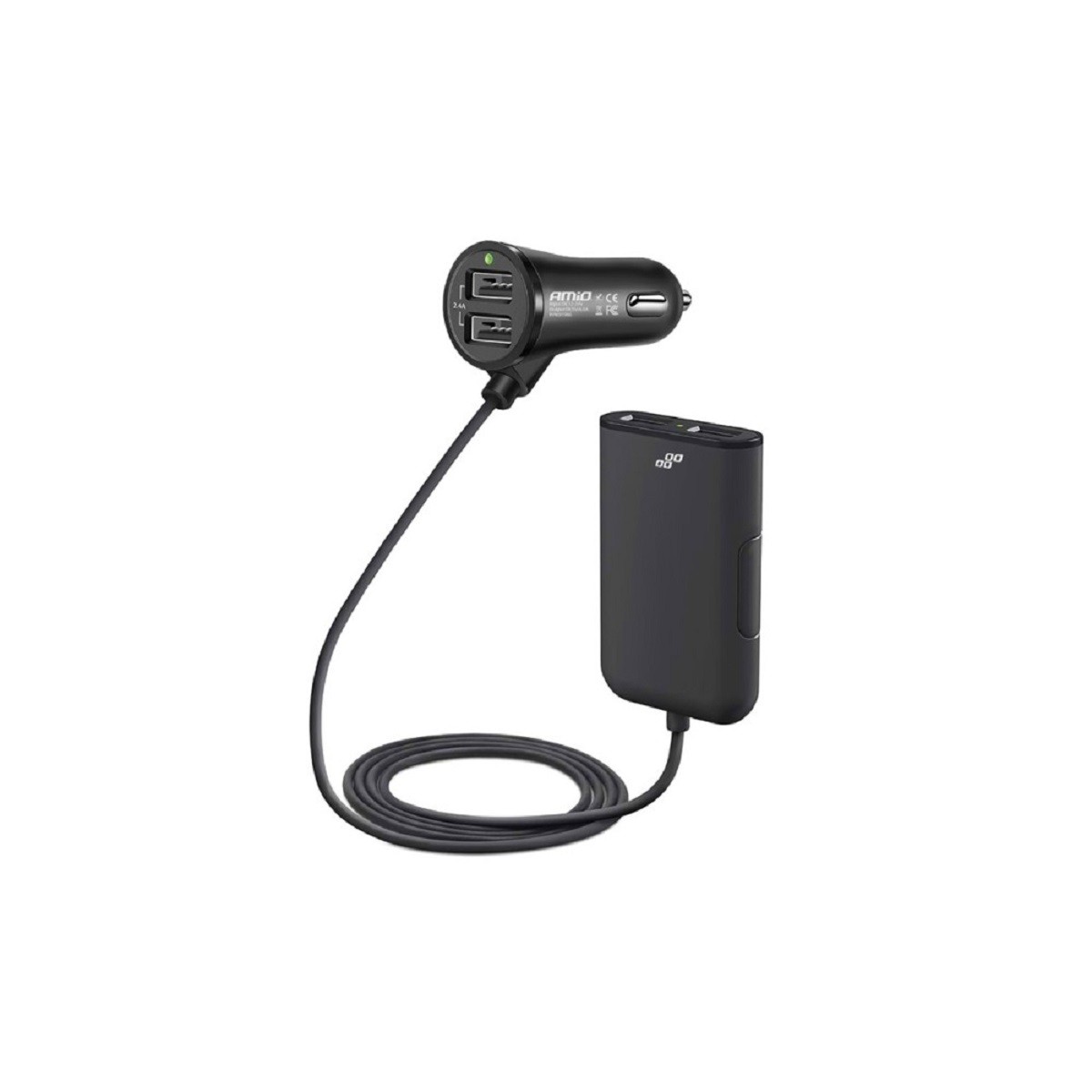 ΦΟΡΤΙΣΤΗΣ ΑΝΑΠΤΗΡΑ ME 4 ΘΥΡΕΣ USB 12V 4,8A ΜΕ ΚΑΛΩΔΙΟ ΠΡΟΕΚΤΑΣΗΣ ΣΤΑ 2 USB