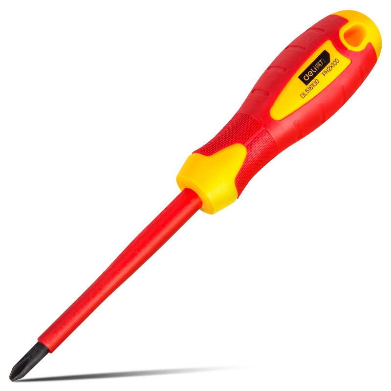 DELI κατσαβίδι σταυρωτό ηλεκτρολόγου DL516100, μαγνητικό, PH2x100mm, VDE 1000V