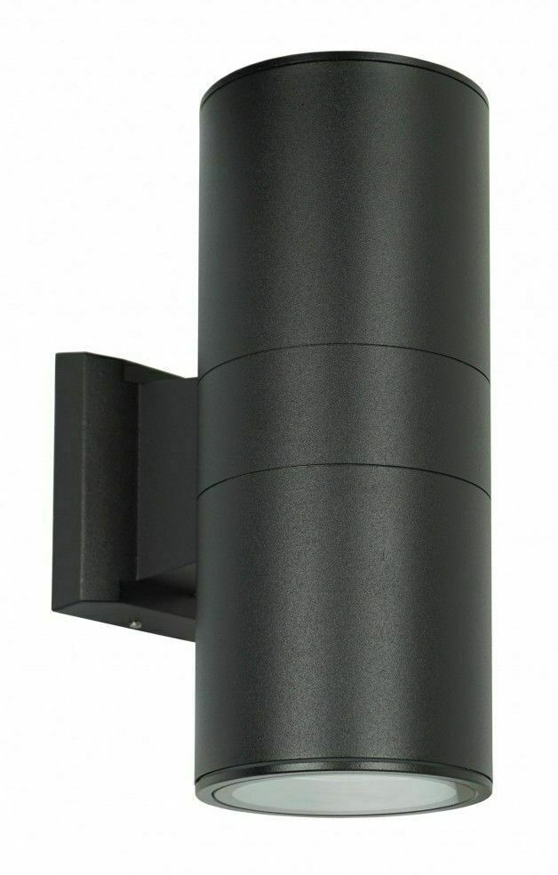 POWERTECH φωτιστικό τοίχου HLL-0190 για 2x GU10 λάμπες, μεταλλικό, IP65, μαύρο