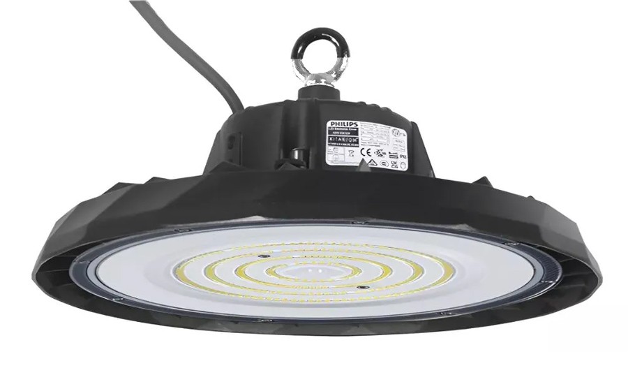 POWERTECH LED φωτιστικό καμπάνα PT-1531, 100W, 6500K, Φ30x11cm, IP65, μαύρο