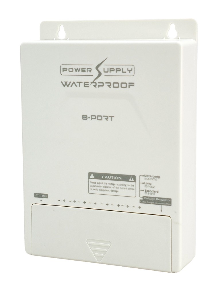 FOLKSAFE τροφοδοτικό συστημάτων CCTV FS-DC120805W, 8 εξόδων, 12V/5A, αδιάβροχο IP65