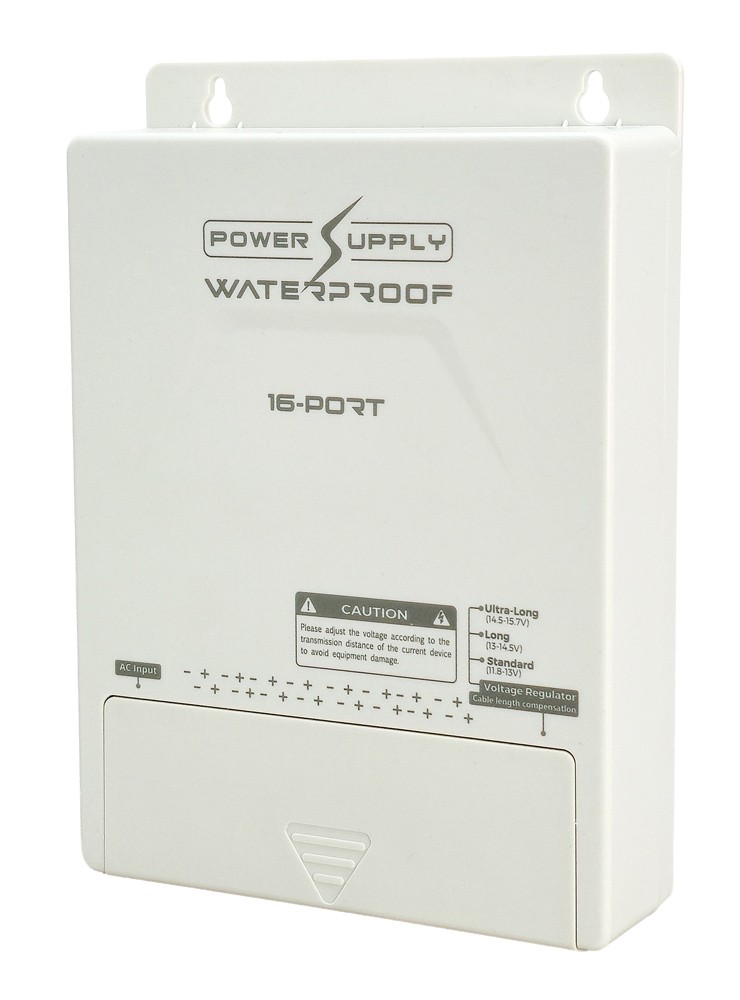 FOLKSAFE τροφοδοτικό συστημάτων CCTV FS-DC121608W, 16 εξόδων, 12V/8A, αδιάβροχο IP65