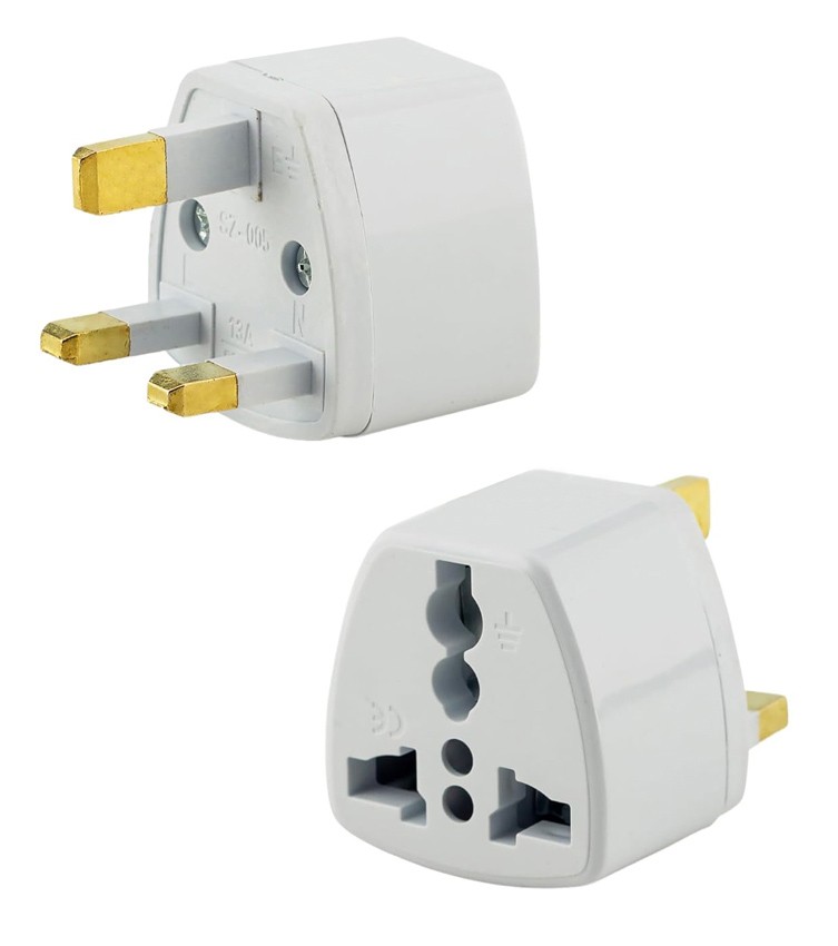 POWERTECH αντάπτορας ρεύματος PT-1545, UK/Universal, ατσάλι, λευκός