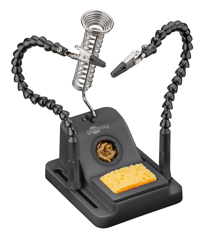 GOOBAY βάση στήριξης πλακέτας 76561 με θέση για κολλητήρι, 2x βραχίονες, μαύρη