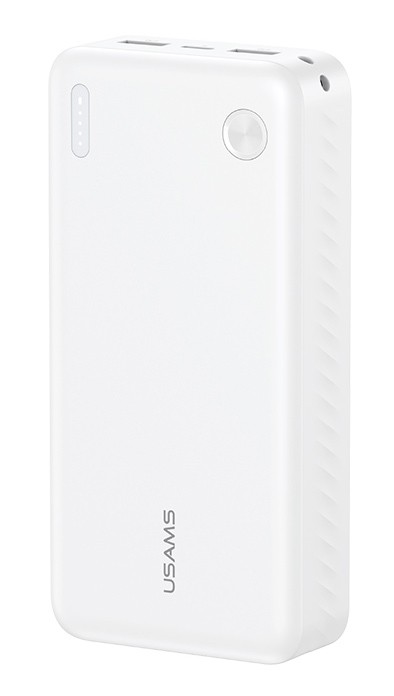 USAMS power bank CD254, 2x θύρες εξόδου, 20000mAh, 10W, λευκό
