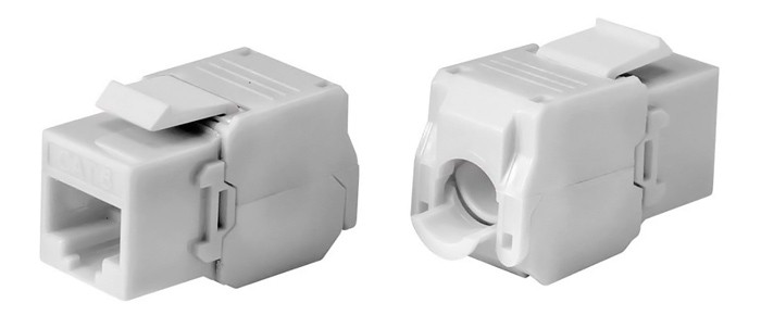 POWERTECH keystone module RJ45 female CAB-N449, Cat.6Α UTP 180°, λευκό