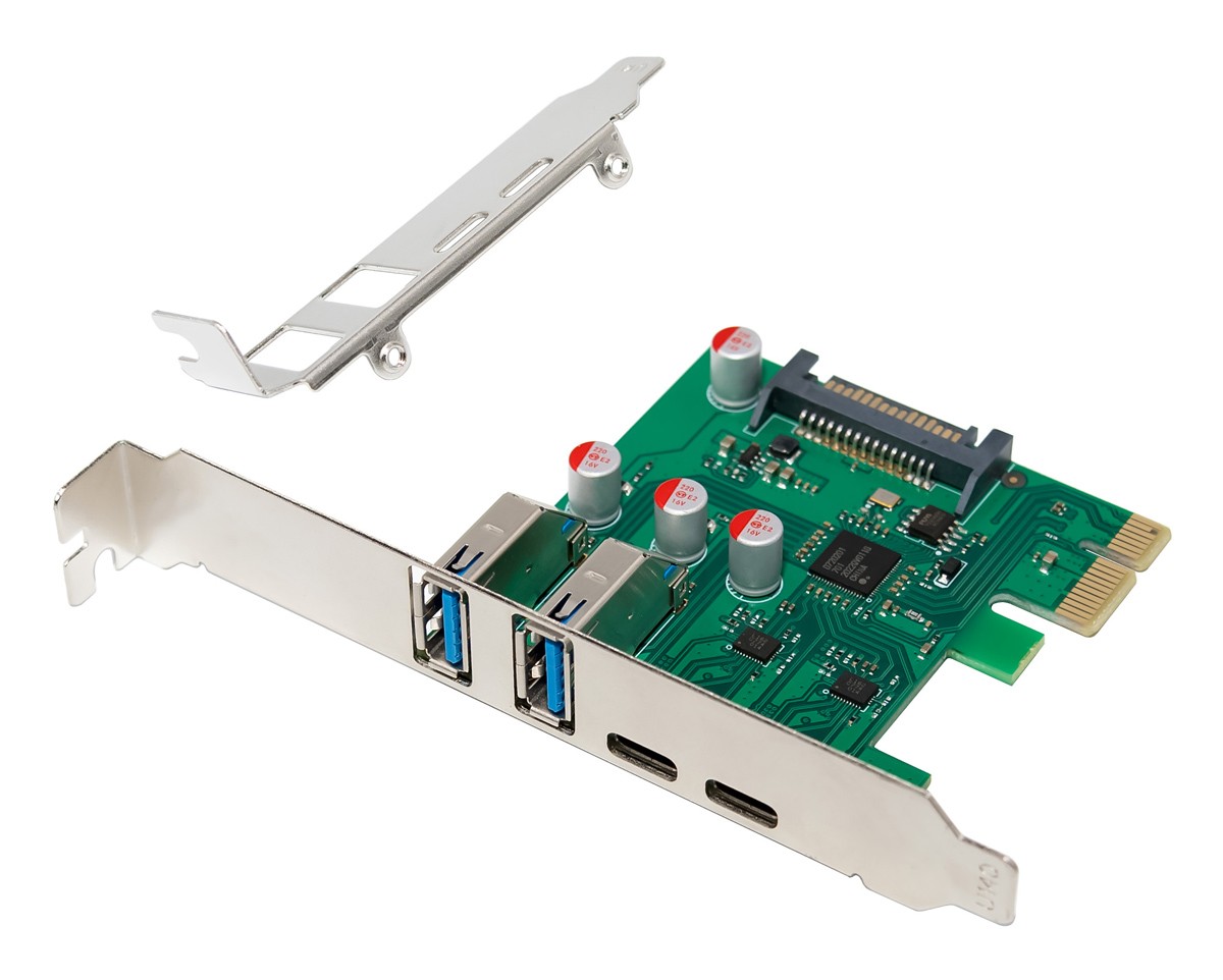 POWERTECH κάρτα επέκτασης PCIe σε 2x USB & 2x USB-C ST632, 5Gbps, NEC D720201