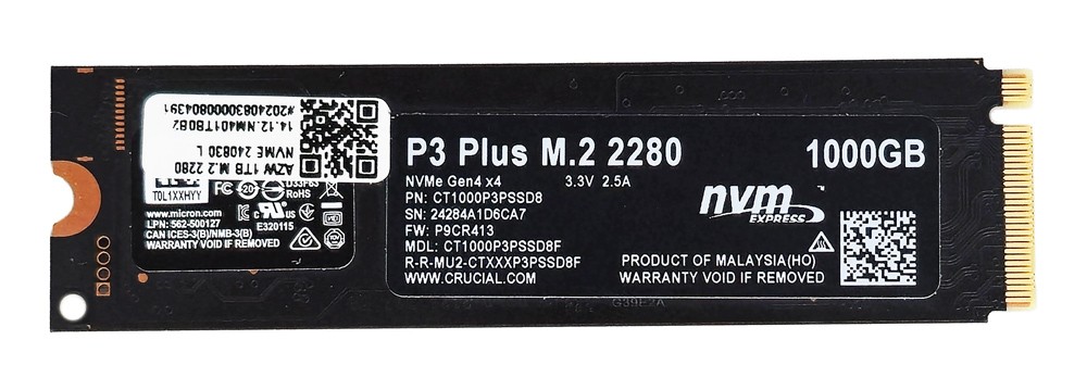 AZW M.2 2280 NVME P3 PLUS, NVME Gen4 x4, 1TB, Bulk