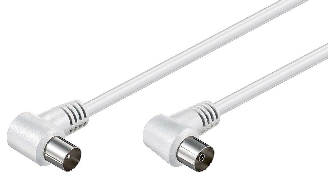 POWERTECH καλώδιο κεραίας RF αρσενικό - RF θηλυκό CAB-V003, γωνιακό, λευκό, 1.5m