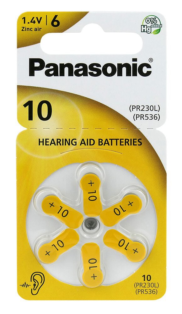 PANASONIC μπαταρίες ακουστικών βαρηκοΐας PR10, mercury free, 1.4V, 6τμχ