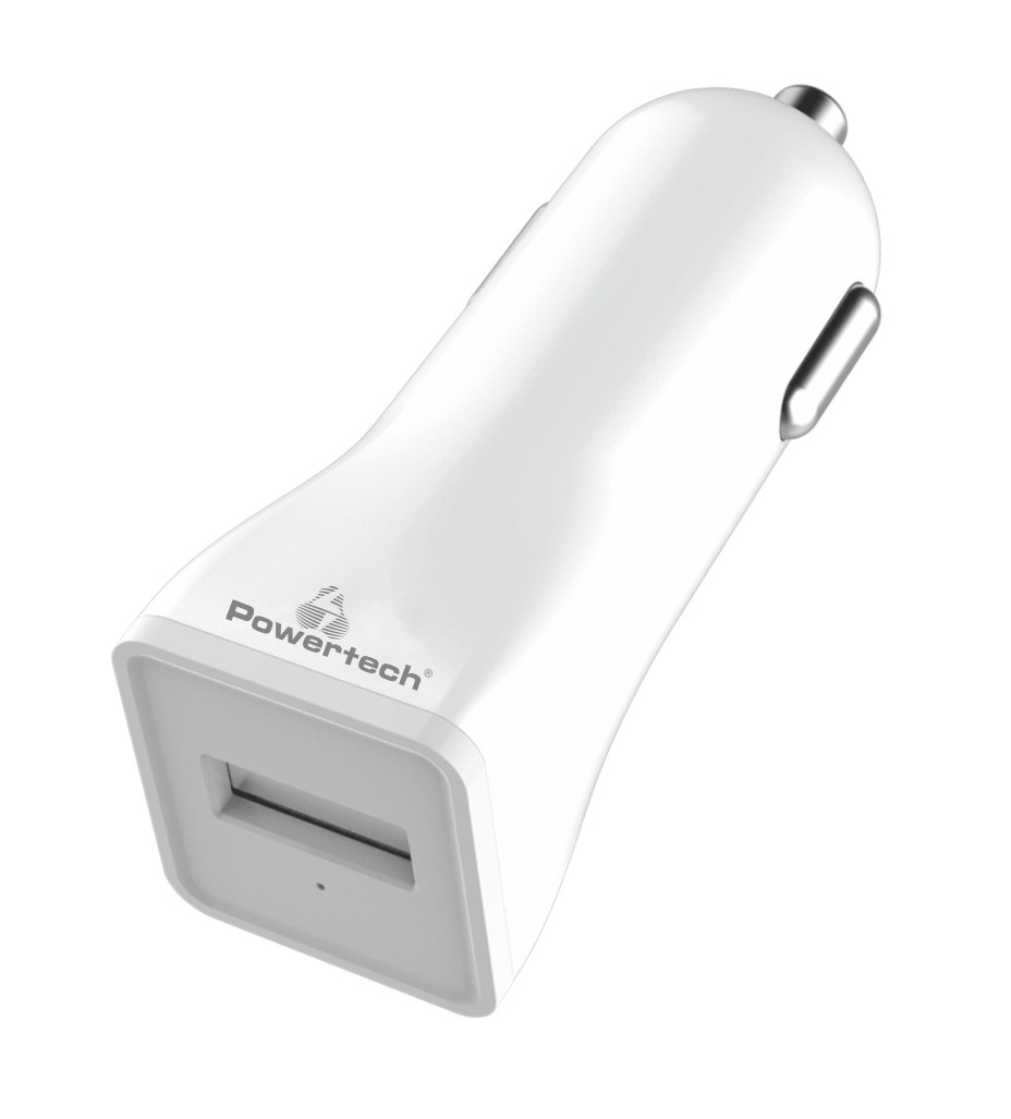 POWERTECH φορτιστής αυτοκινήτου PT-762, USB, 1A, λευκός
