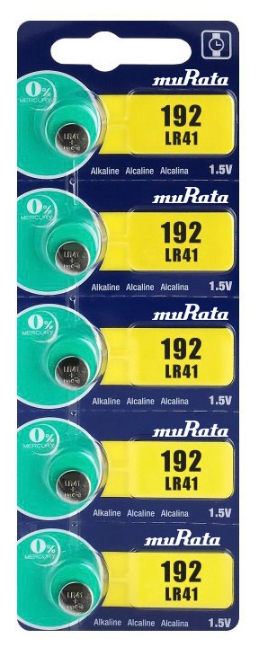 MURATA Αλκαλικές μπαταρίες LR41 MR-LR41, 1.5V, 5τμχ