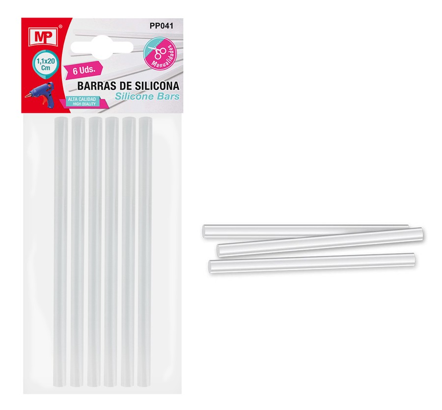 MP ράβδοι σιλικόνης PP041 για θερμοπίστολο, 11mm x 20cm, 6τμχ