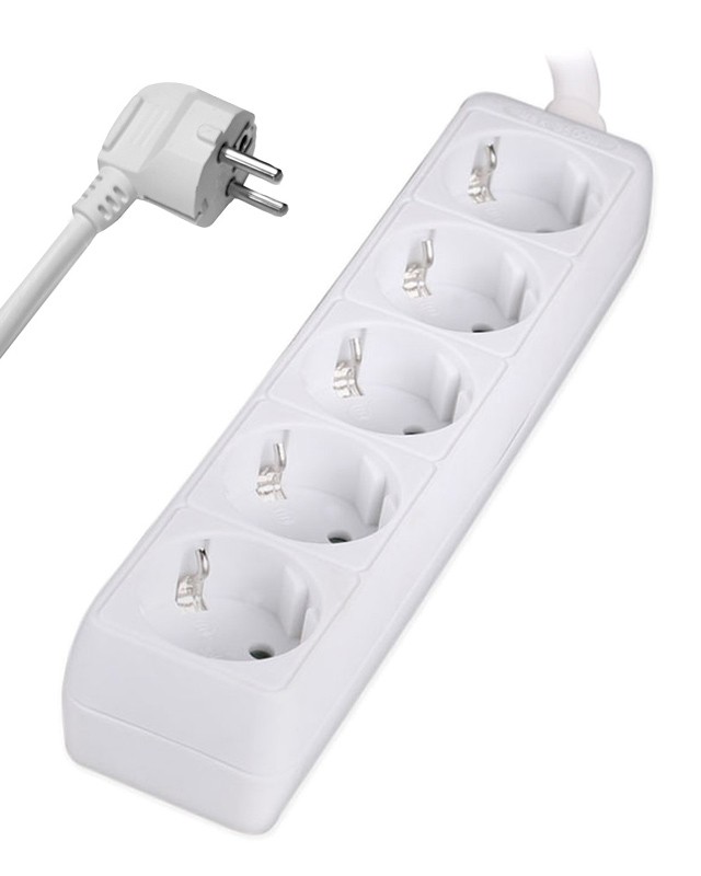 POWERTECH πολύπριζο PT-869, 5x schuko, 16A, 1.5m, λευκό