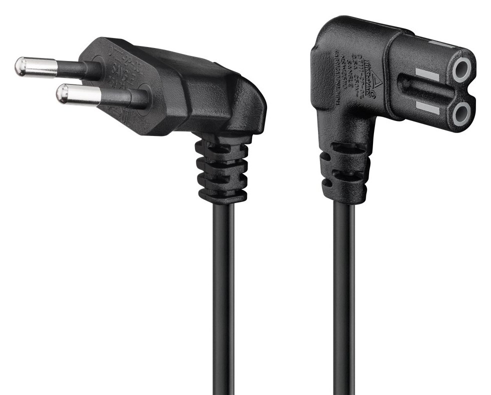 GOOBAY καλώδιο τροφοδοσίας Euro 97346, γωνιακό, 2x0.75 mm², 1m, μαύρο
