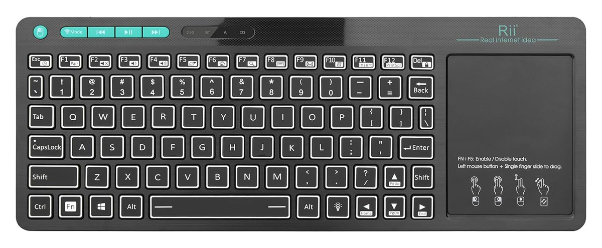 RIITEK ασύρματο πληκτρολόγιο Mini K18S με touchpad, RGB backlit, 2.4GHz & Bluetooth
