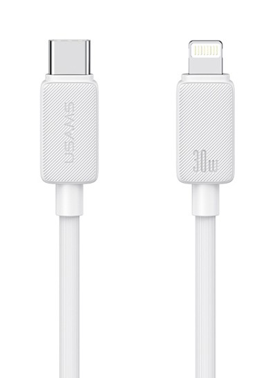 USAMS καλώδιο Lightning σε USB-C US-SJ692, 30W, 480Mbps, 1m, λευκό