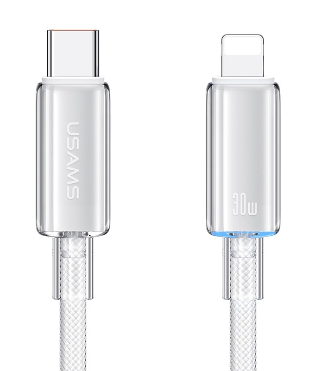 USAMS καλώδιο Lightning σε USB-C US-SJ659, 30W, 480Mbps, 1.2m, λευκό