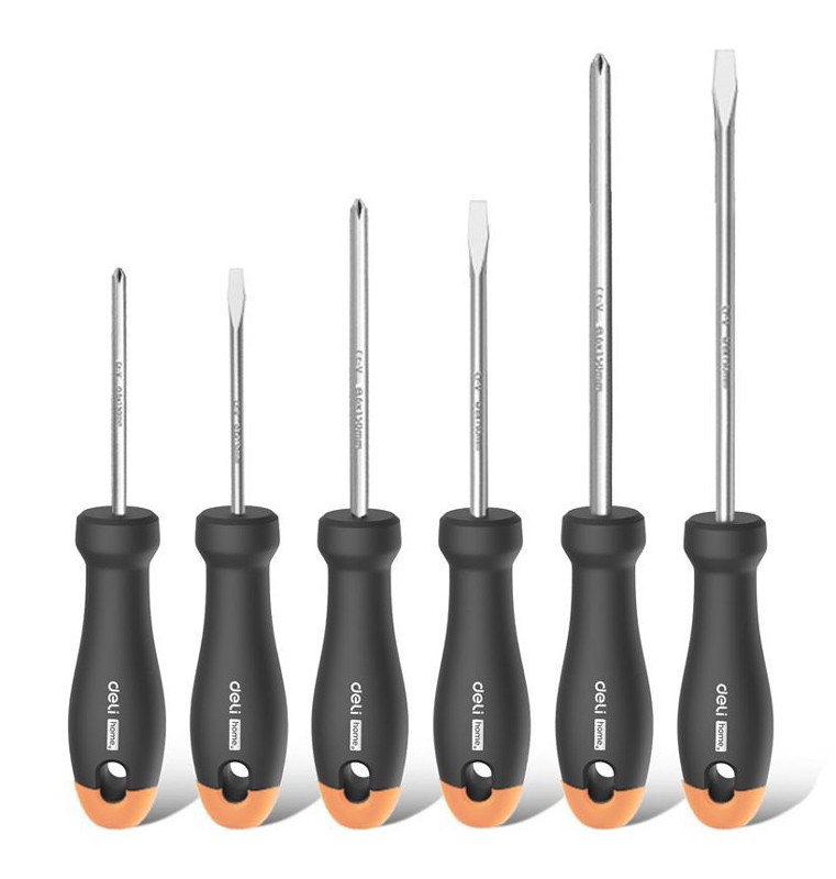 DELI σετ κατσαβίδια HT1006C, 3x ίσια & 3x σταυρωτά, μαγνητικά, 6τμχ
