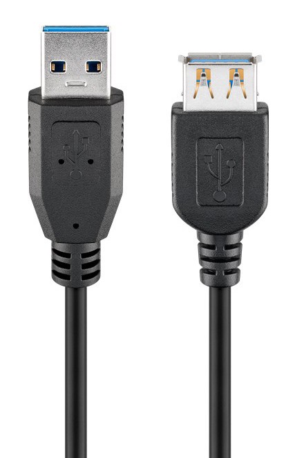 GOOBAY καλώδιο προέκτασης USB 74149, 5Gbps, USB 3.0, 15W, 2m, μαύρο