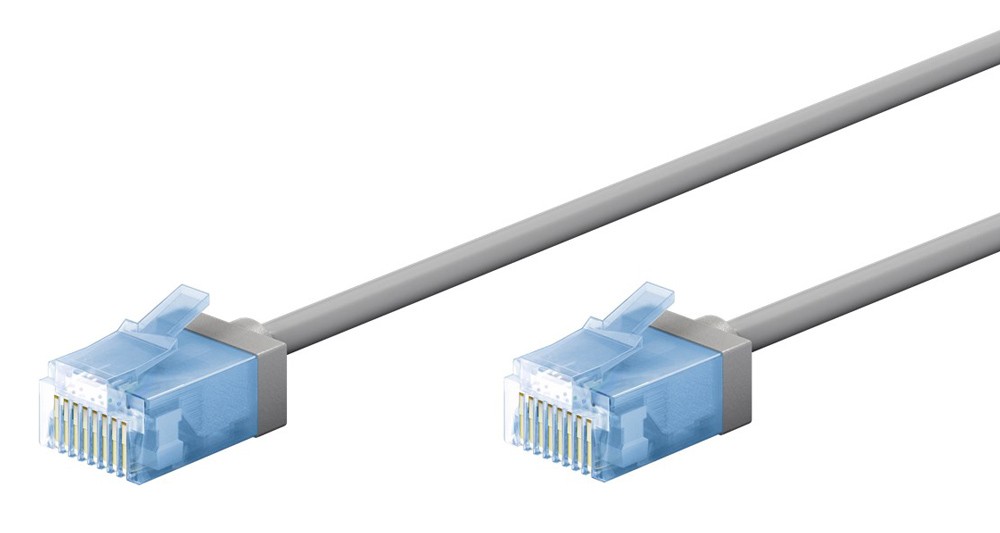 GOOBAY καλώδιο δικτύου 74222, CAT 6A U/UTP, ultra slim, copper, 500MHz, 1m, γκρι