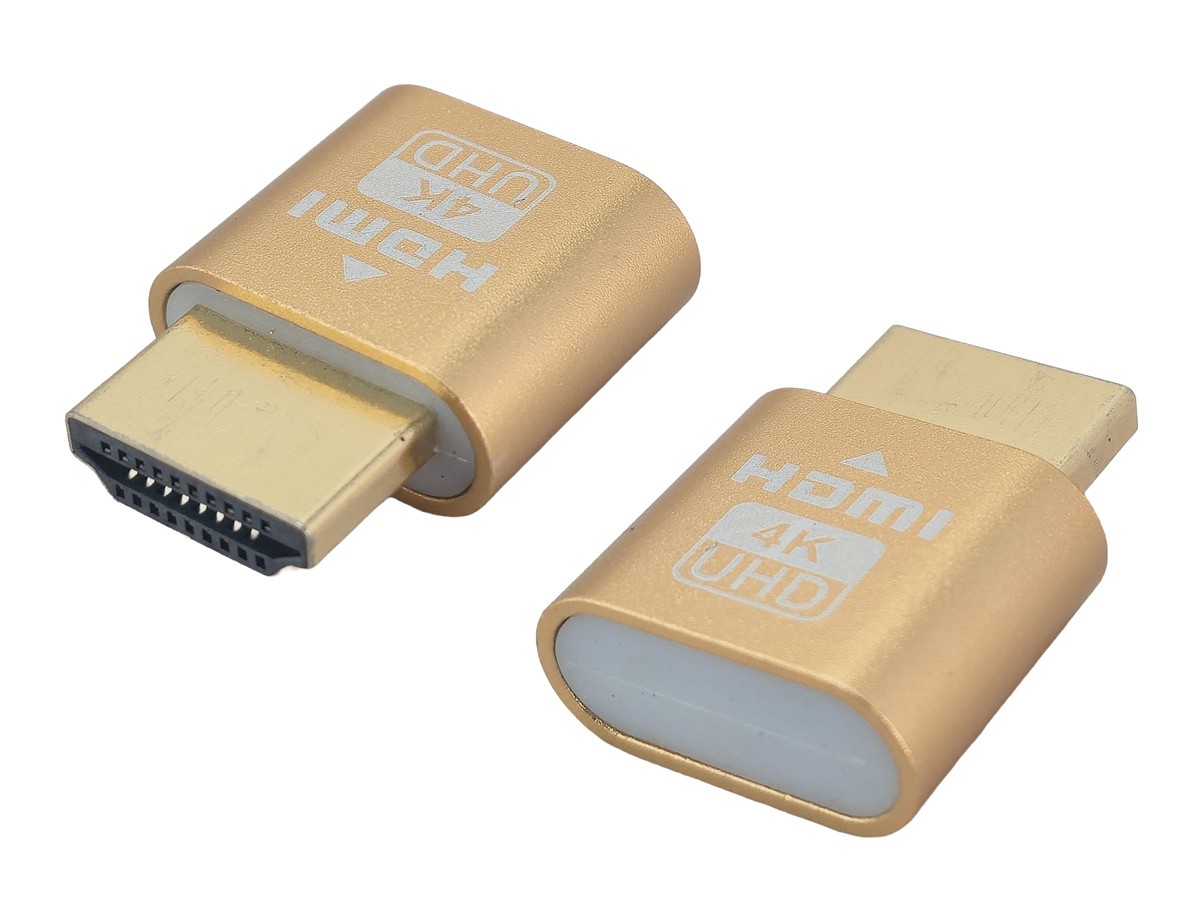 POWERTECH HDMI display emulator plug CAB-H192 με LED, 4K/60Hz, χρυσό