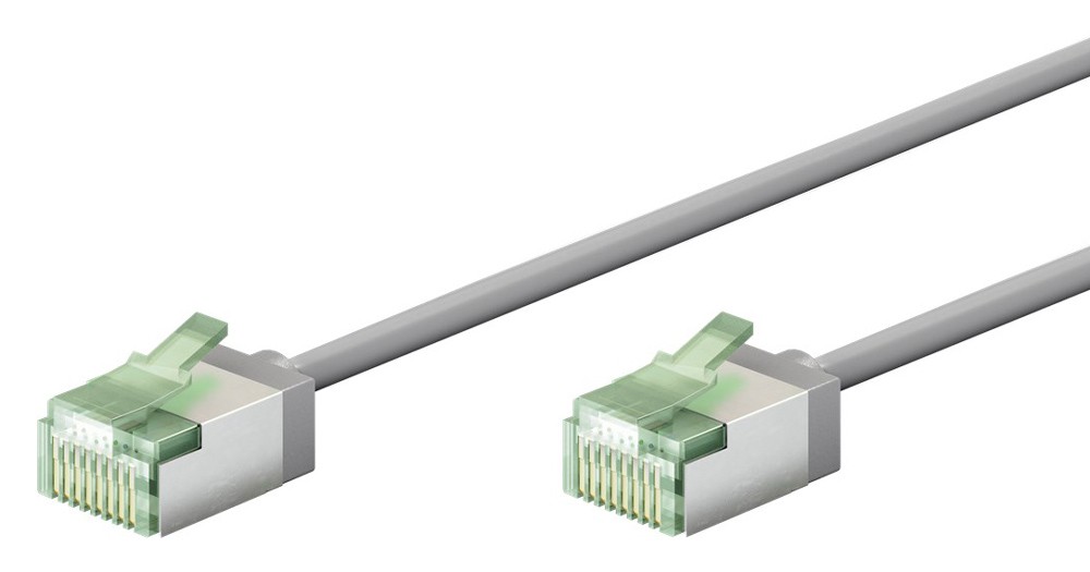 GOOBAY καλώδιο δικτύου 74343, CAT 8.1 U/FTP, ultra slim, copper, 2000MHz, 0.15m, γκρι