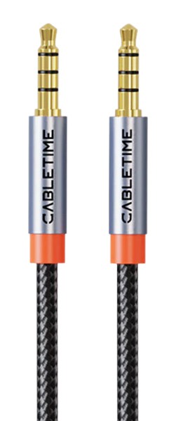 CABLETIME καλώδιο ήχου 3.5mm CT-AM35M, gold plated, 1m, μαύρο