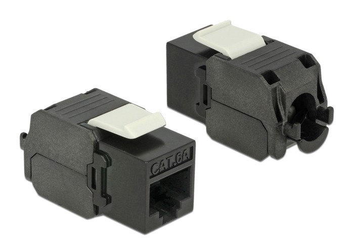 POWERTECH keystone module RJ45 female CAB-N450, Cat.6Α UTP 180°, μαύρο