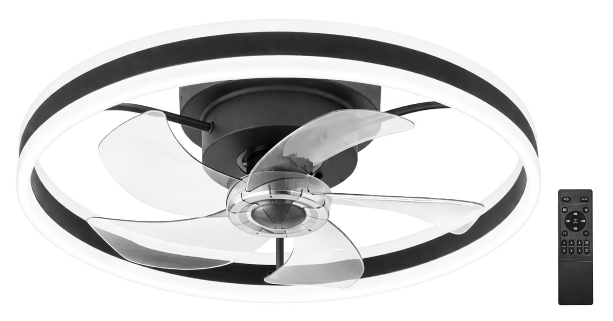 POWERTECH ανεμιστήρας οροφής PT-1560 με LED φως, 45W, Φ50x20cm, μαύρος