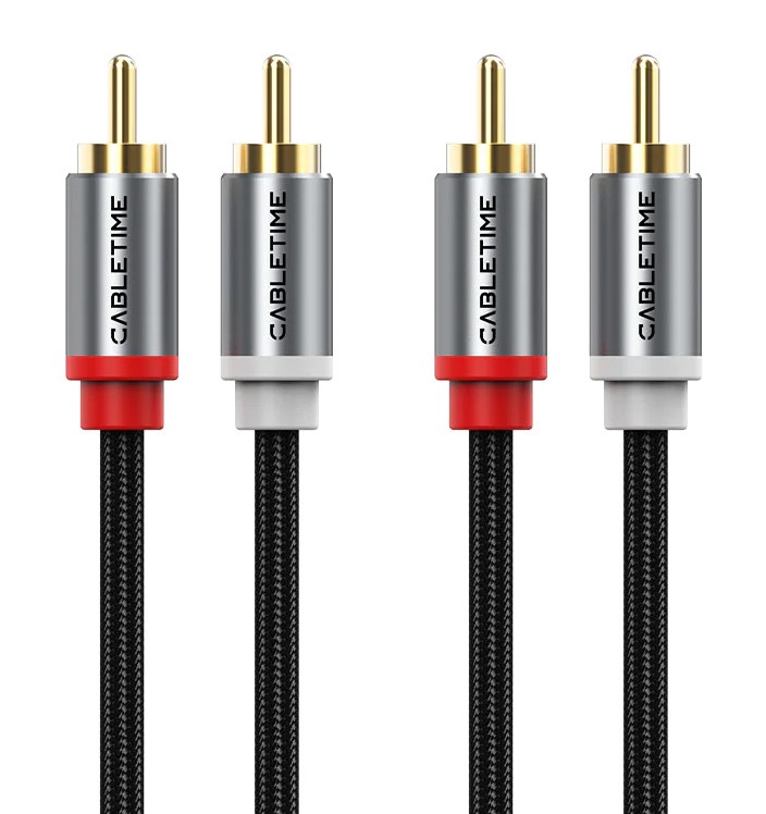 CABLETIME καλώδιο ήχου 2x RCA σε 2x RCA CT-RCA, 2m, μαύρο