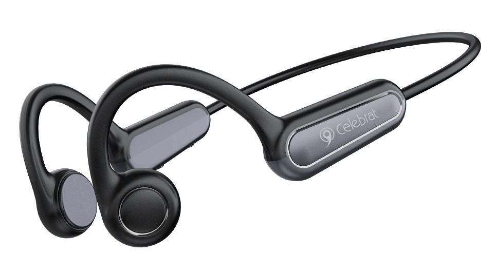 CELEBRAT neckband earphones SE9, OWS Bone Conduction, 16.3mm, 180mAh, μαύρα