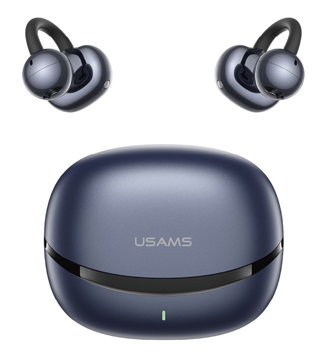 USAMS earphones με θήκη φόρτισης Echo R03, OWS, Φ11mm, 40/300mAh, μπλε