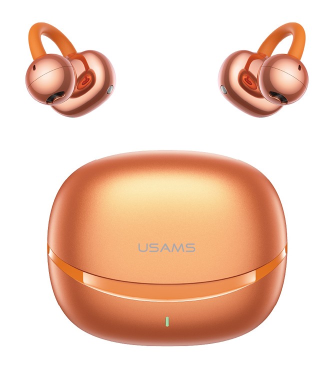 USAMS earphones με θήκη φόρτισης Echo R03, OWS, Φ11mm, 40/300mAh, πορτοκαλί