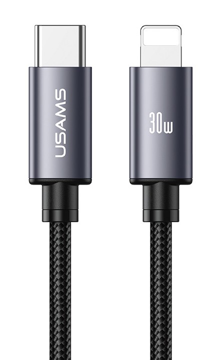 USAMS καλώδιο Lightning σε USB-C SJ770, 30W, 480Mbps, 1m, μαύρο
