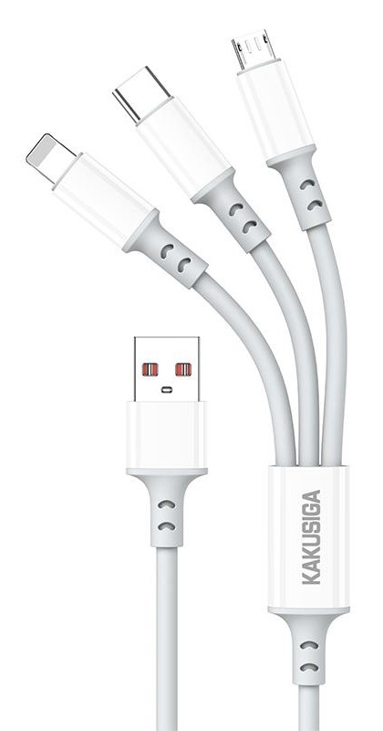 KAKUSIGA καλώδιο USB σε USB-C/Lightning/Micro USB KSC-1025, 5A, 480Mbps, 1.2m, λευκό