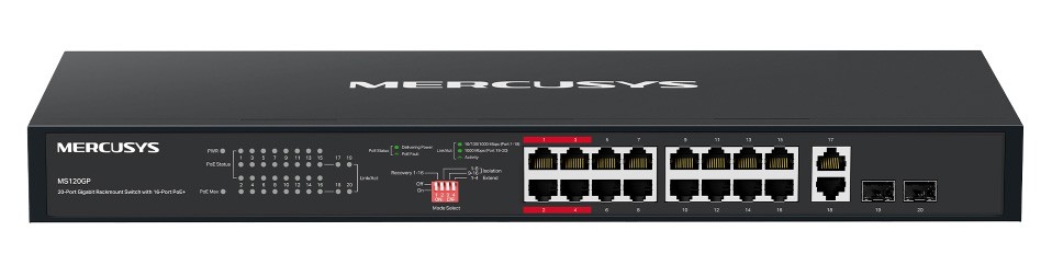 MERCUSYS rackmount switch MS120GP, 20x Gigabit θύρες, PoE+, V1.0