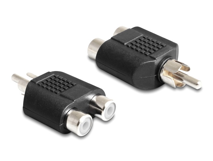 DELOCK αντάπτορας από 2x RCA θηλυκό σε 1x RCA αρσενικό 84499, μαύρος
