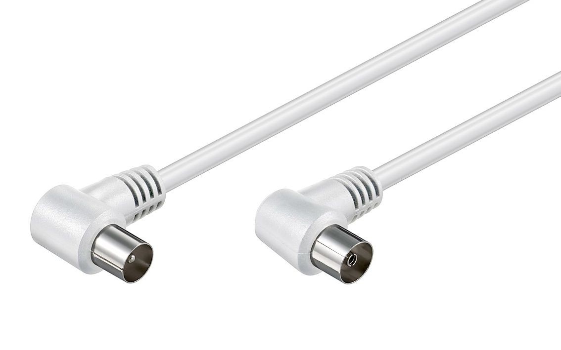 POWERTECH καλώδιο κεραίας RF αρσενικό - RF θηλυκό CAB-V024, γωνιακό, λευκό, 3m