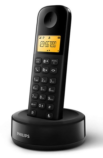 PHILIPS ασύρματο τηλέφωνο D1601B/34, με ελληνικό μενού, μαύρο