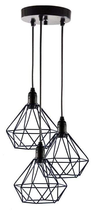 POWERTECH τρίφωτο φωτιστικό οροφής HLL-0004, E27, Φ20, μεταλλικό, μαύρο