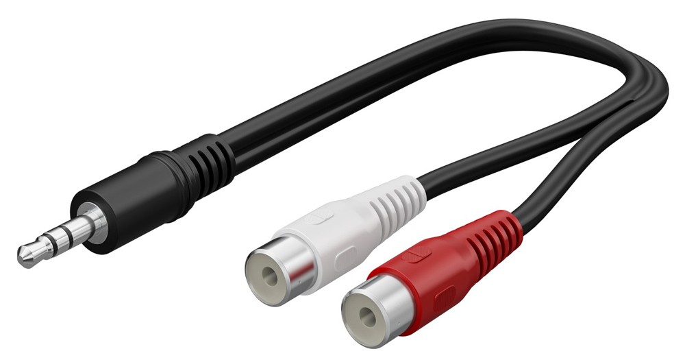 GOOBAY καλώδιο 3.5mm male σε 2x RCA female 50600, 0.2m, μαύρο