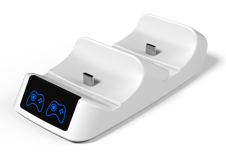 ROAR βάση φόρτισης gamepad RR-0019 για 2x PS5 DualSense, λευκή