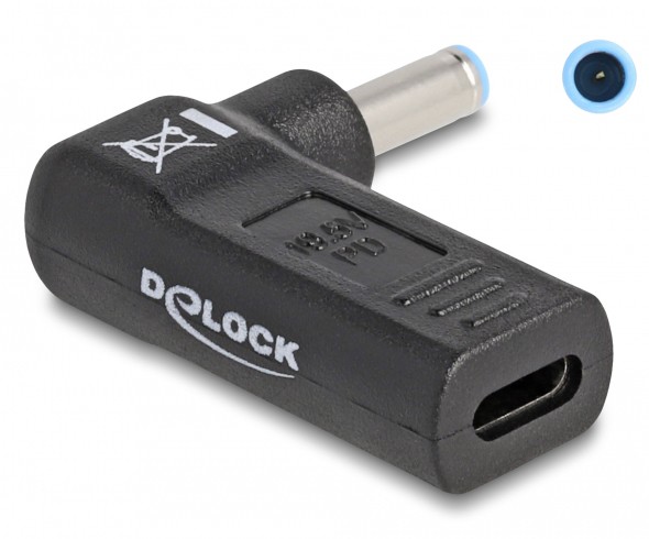 DELOCK αντάπτορας τροφοδοσίας laptop 60004, USB-C σε HP 4.5x3mm, μαύρος