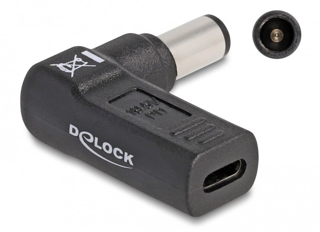 DELOCK αντάπτορας τροφοδοσίας laptop 60008, USB-C σε Dell 7.4x5mm, μαύρος