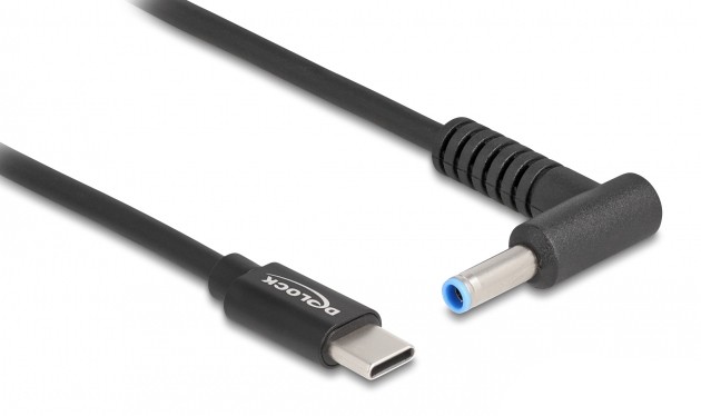 DELOCK καλώδιο τροφοδοσίας laptop 87971, USB-C σε HP 4.5x3.0mm, 1.5m, μαύρο