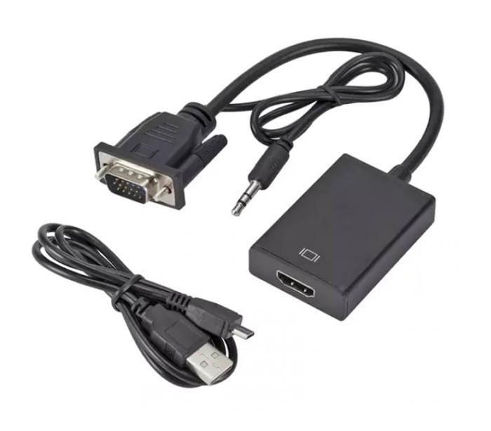 POWERTECH αντάπτορας VGA & 3.5mm σε HDMI PTH-078, μαύρος