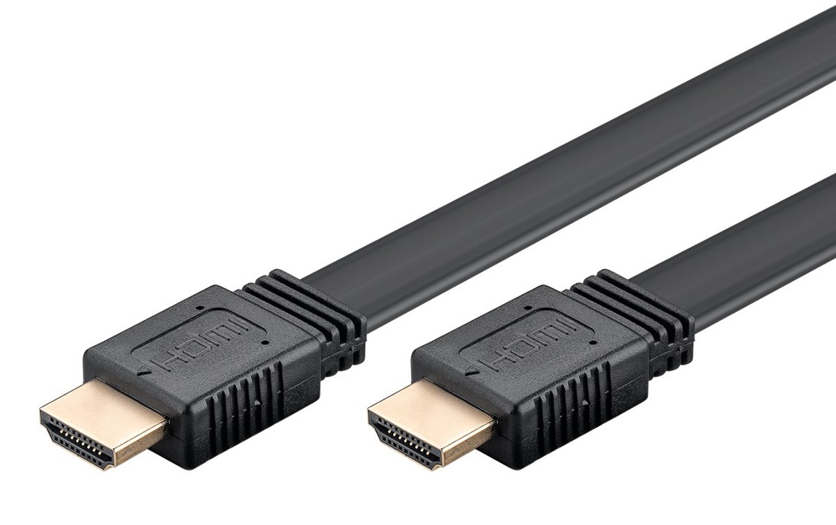 GOOBAY καλώδιο HDMI 2.0 61281, Ethernet, flat, 4K/60Hz 18 Gbps, 5m, μαύρο