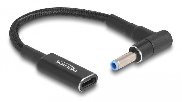 DELOCK αντάπτορας τροφοδοσίας laptop 60031, USB-C σε HP 4.5x3.0mm, 15cm, μαύρος