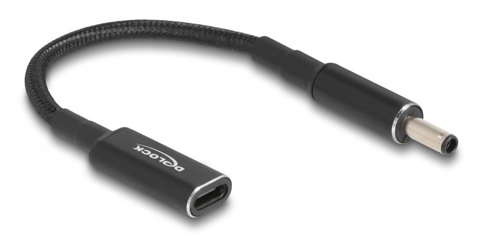 DELOCK αντάπτορας τροφοδοσίας laptop 60036, USB-C σε Dell 4.5x3.0mm, 15cm, μαύρος